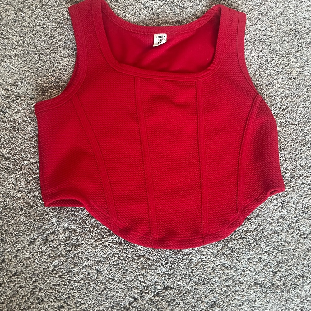 Red corset like tank top
